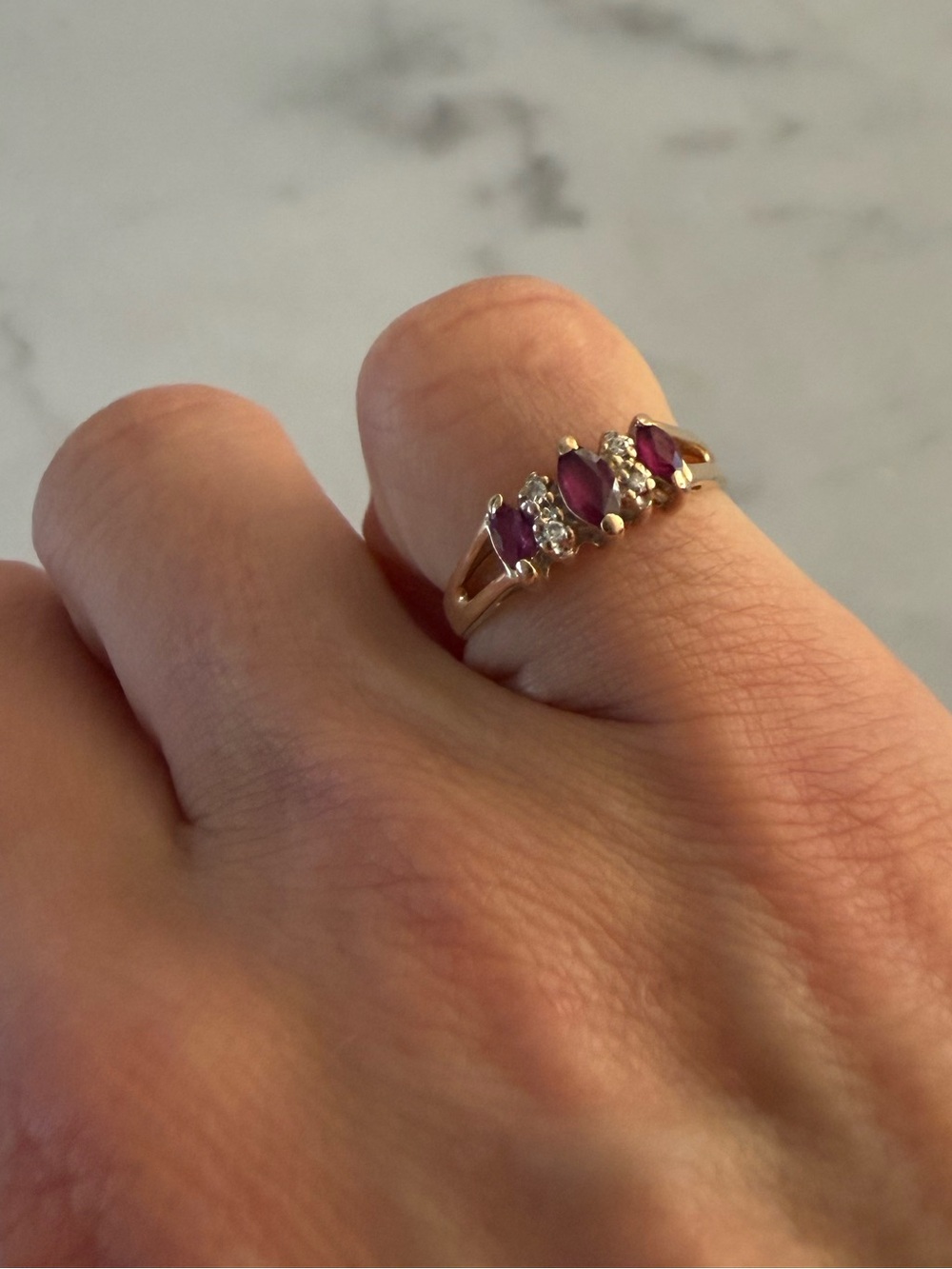 Vintage 14K Gold Ruby & Diamond Ring - Size 5